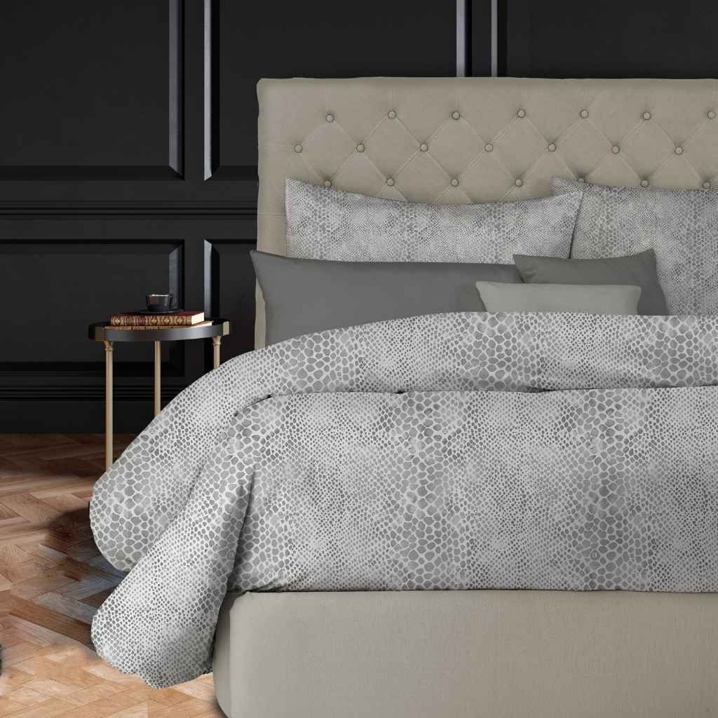 Laura Biagiotti - Parure copripiumino matrimoniale maxi Elga 100% percalle di cotone 180 fili - Grey
