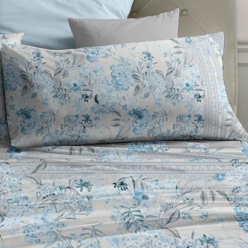 Laura Biagiotti - Completo letto matrimoniale maxi Estel 100% percalle di cotone 180 fili - Blue